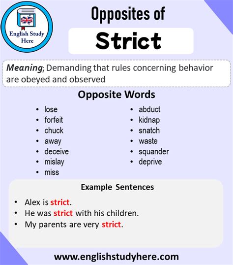 antonyms for strict|opposite of forgiveness.